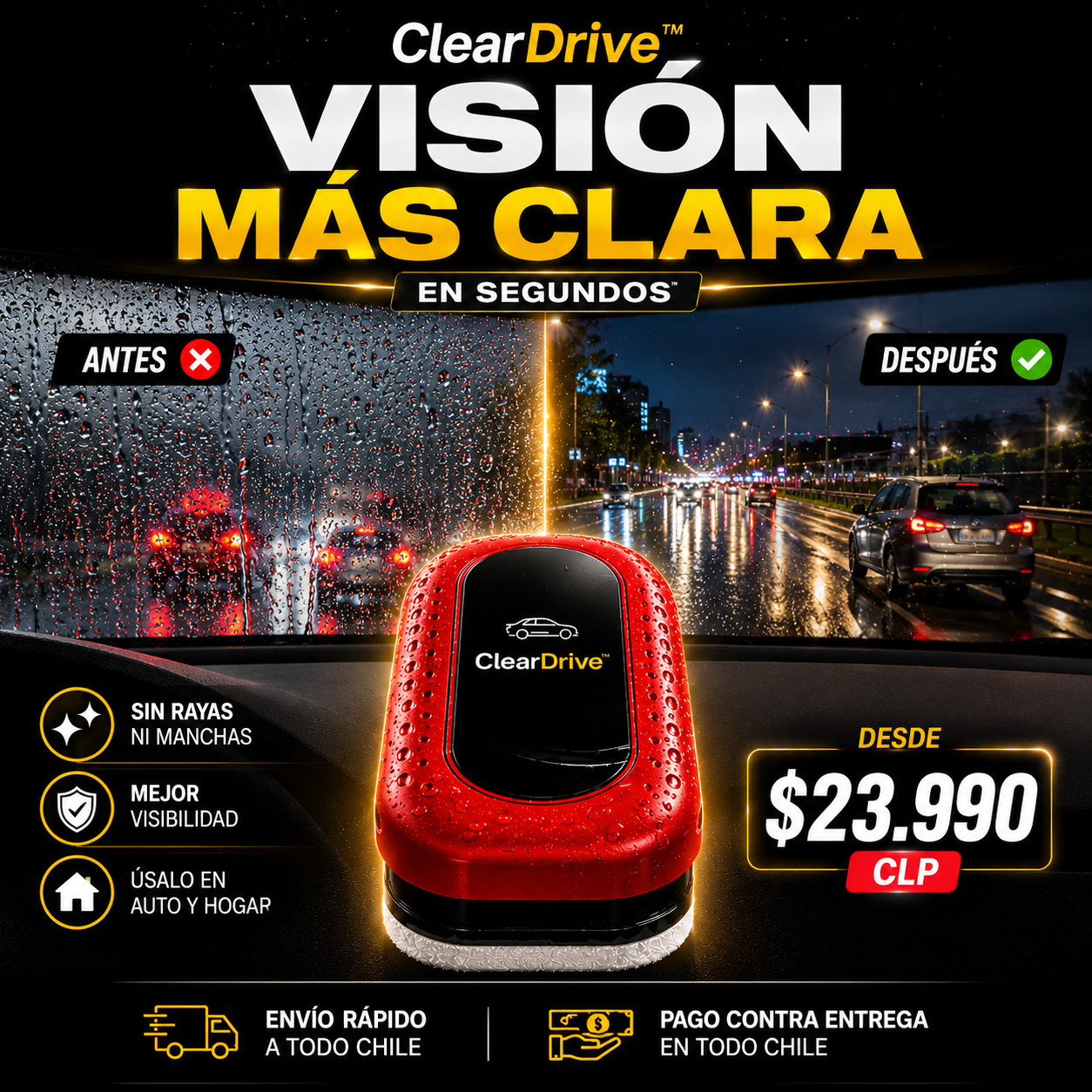 ClearDrive™ - Cepillo Antiempañante para Vidrios