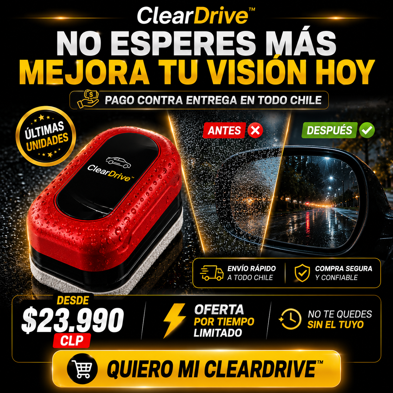 ClearDrive™ - Cepillo Antiempañante para Vidrios
